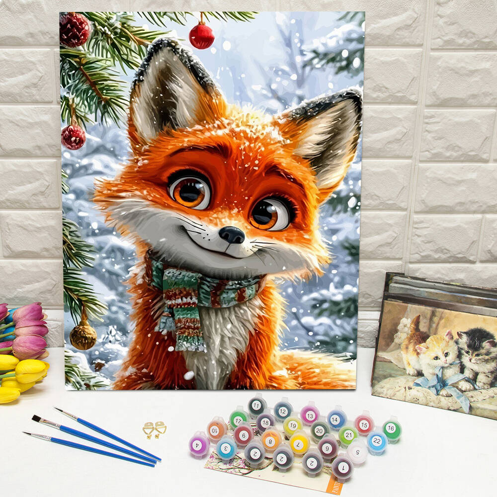 Art Craft Winter - 1개 프레임리스 DIY 디지털 유화 여우
