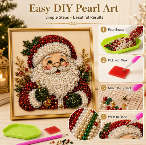 Art Craft For Christmas - 크리스마스 진주 다이아몬드 페인팅 아트 세트(프레임