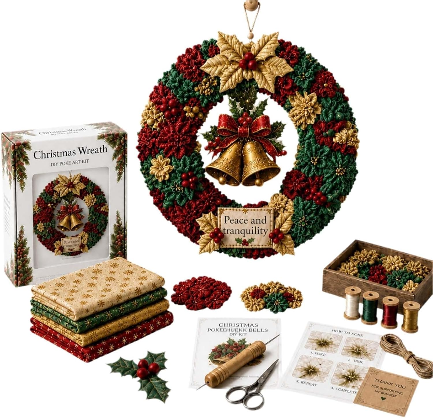 Art Craft For Christmas - 2026 3D 패브릭 펀치 장식 화환