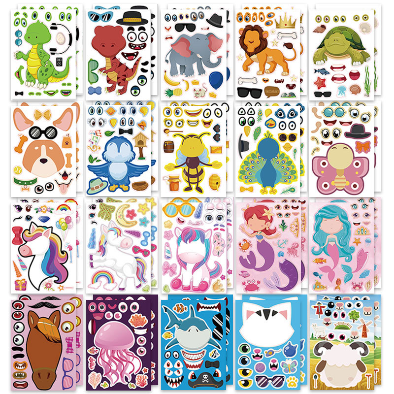 Art And Craft Zoo Animals - 12/24 시트 얼굴 스티커 만들기 동물원