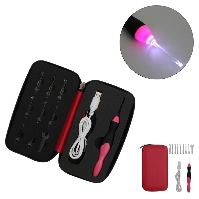 Crochet Hook Set - 고품질 휴대용 9-in-1 발광 LED 바늘