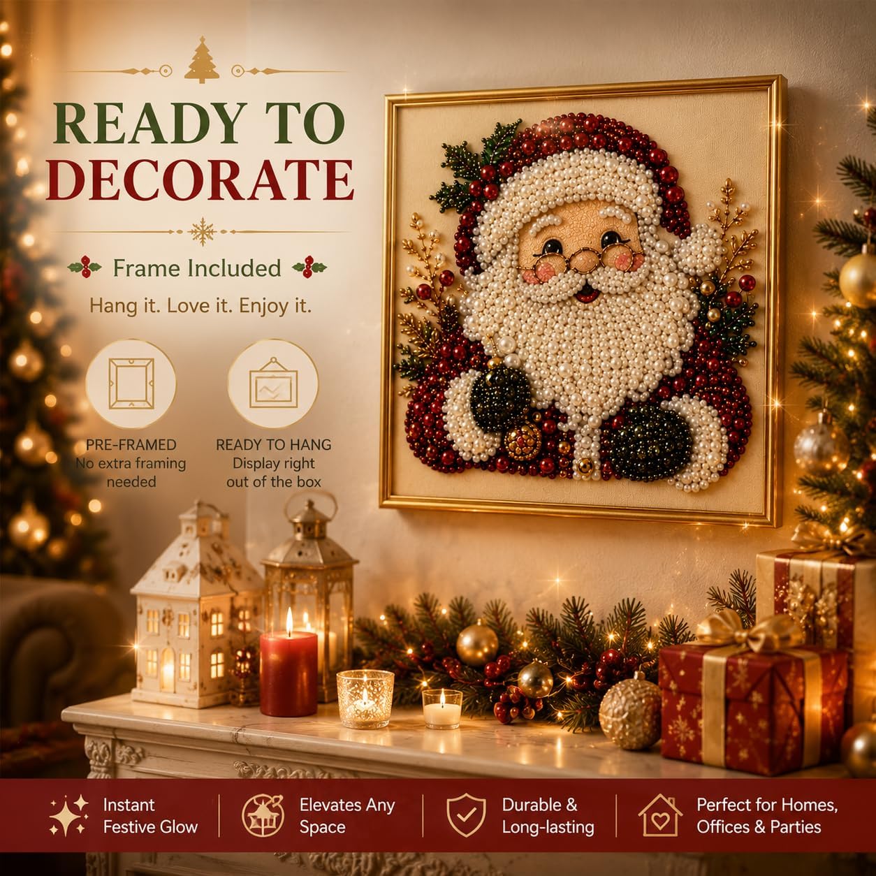 크리스마스 진주 다이아몬드 페인팅 DIY 키트, 산타  - Art Craft For Christmas 리뷰 및 가격