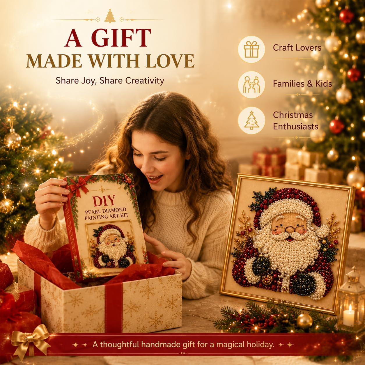 크리스마스 진주 다이아몬드 페인팅 DIY 키트, 산타  - Art Craft For Christmas 리뷰 및 가격
