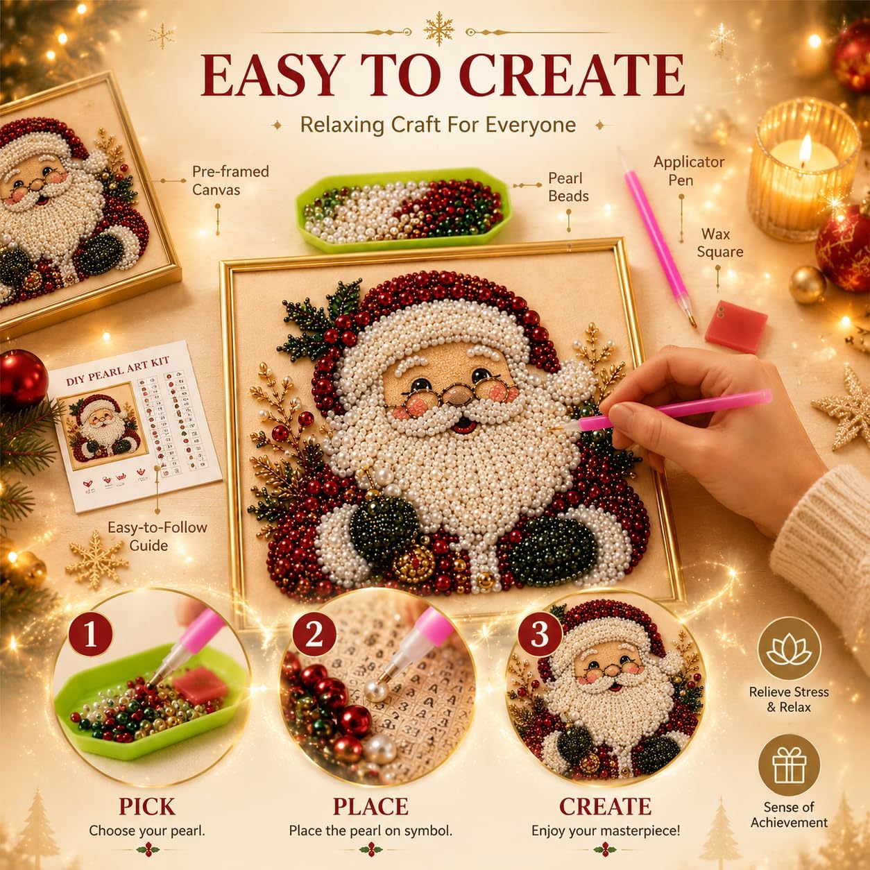 DIY 크리스마스 진주 다이아몬드 페인팅 아트 키트(프 - Art Craft For Christmas 리뷰 및 가격