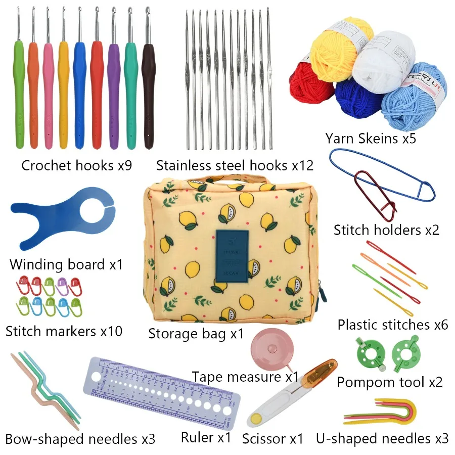 59개/세트 크로셰 뜨개질 세트, DIY 초보자용 완전 - Crochet Hook Set 리뷰 및 가격