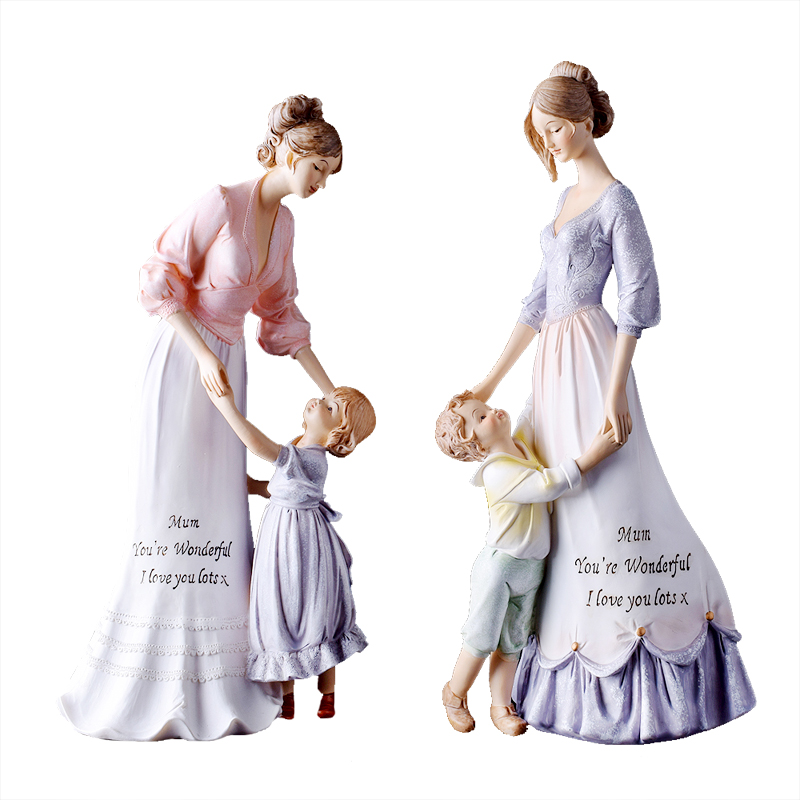 유럽풍 레트로 레진 엄마와 아이 조각상 장식품 공예품  - Art Craft Mother'S Day 리뷰 및 가격