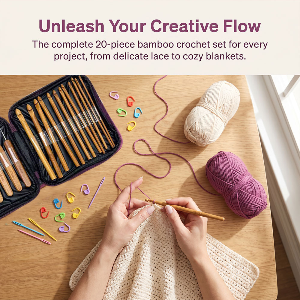 74개 대나무 코바늘 세트, 휴대용 보관 가방이 포함된 - Crochet Hook Set 리뷰 및 가격