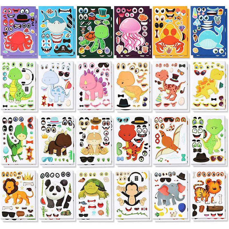 12/24 시트 얼굴 스티커 만들기 동물원 동물 바다  - Art And Craft Zoo Animals 리뷰 및 가격