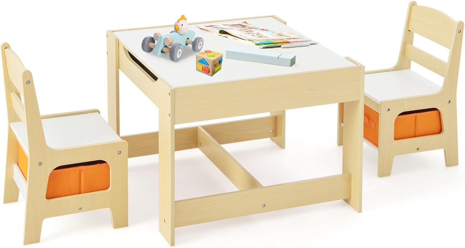 어린이 테이블 및 의자 세트, 3 in 1 나무 어린이 - Art Craft Toddlers 리뷰 및 가격