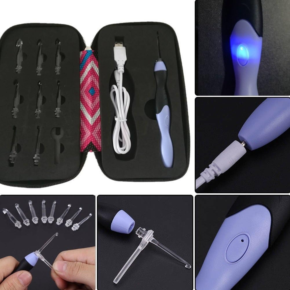 고품질 휴대용 9-in-1 발광 LED 바늘 USB 뜨 - Crochet Hook Set 리뷰 및 가격