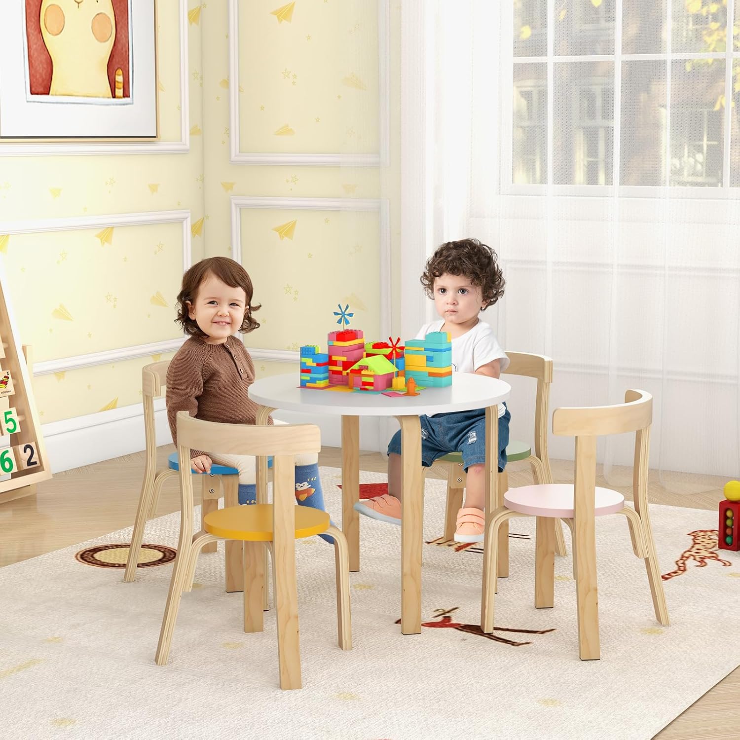 어린이 테이블 & 의자 4개 세트, 유아용 공예 미술  - Art Craft Toddlers 리뷰 및 가격