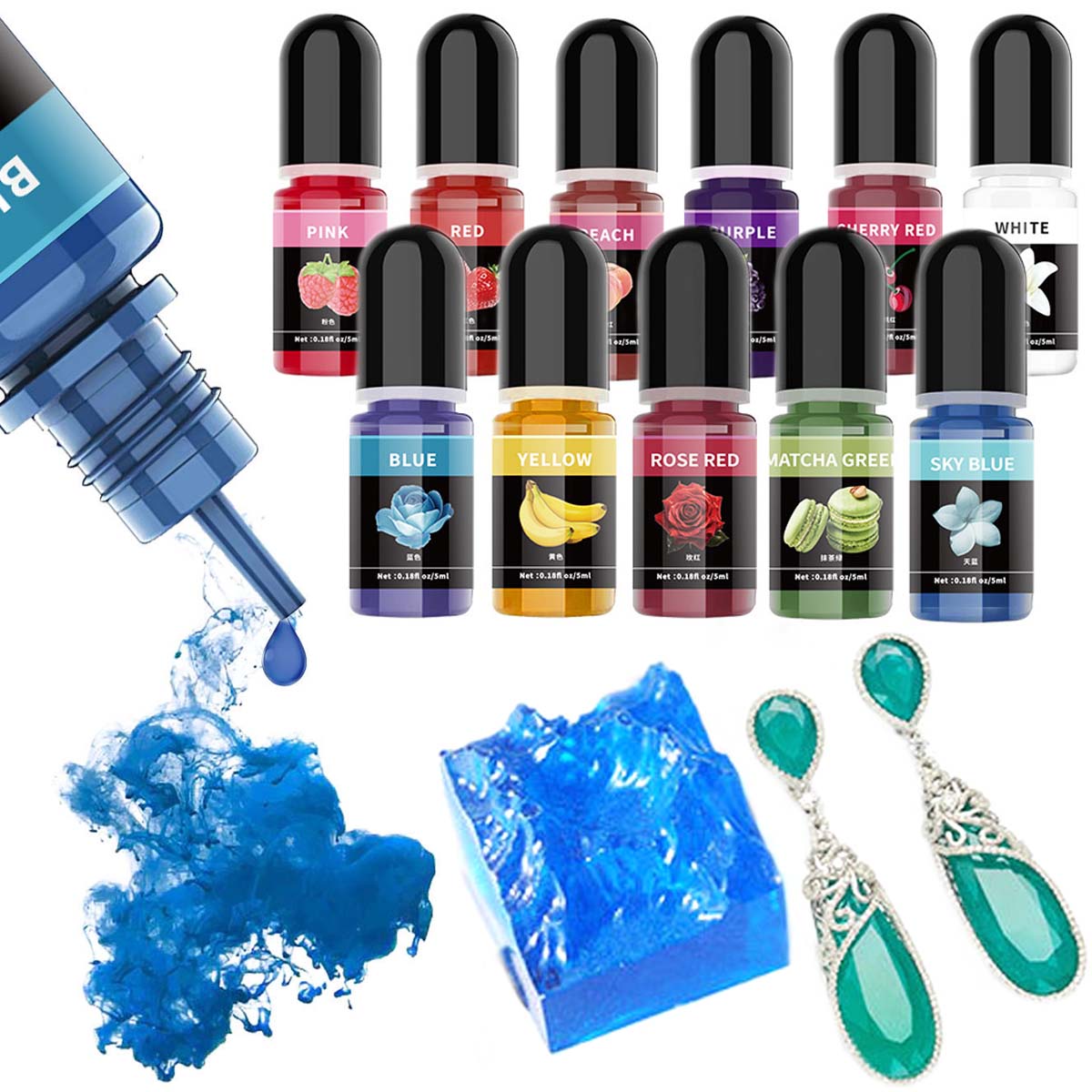 5ml/병 에폭시 수지 안료 액체 착색제 염료 UV A - Resin Pigment Powder 리뷰 및 가격