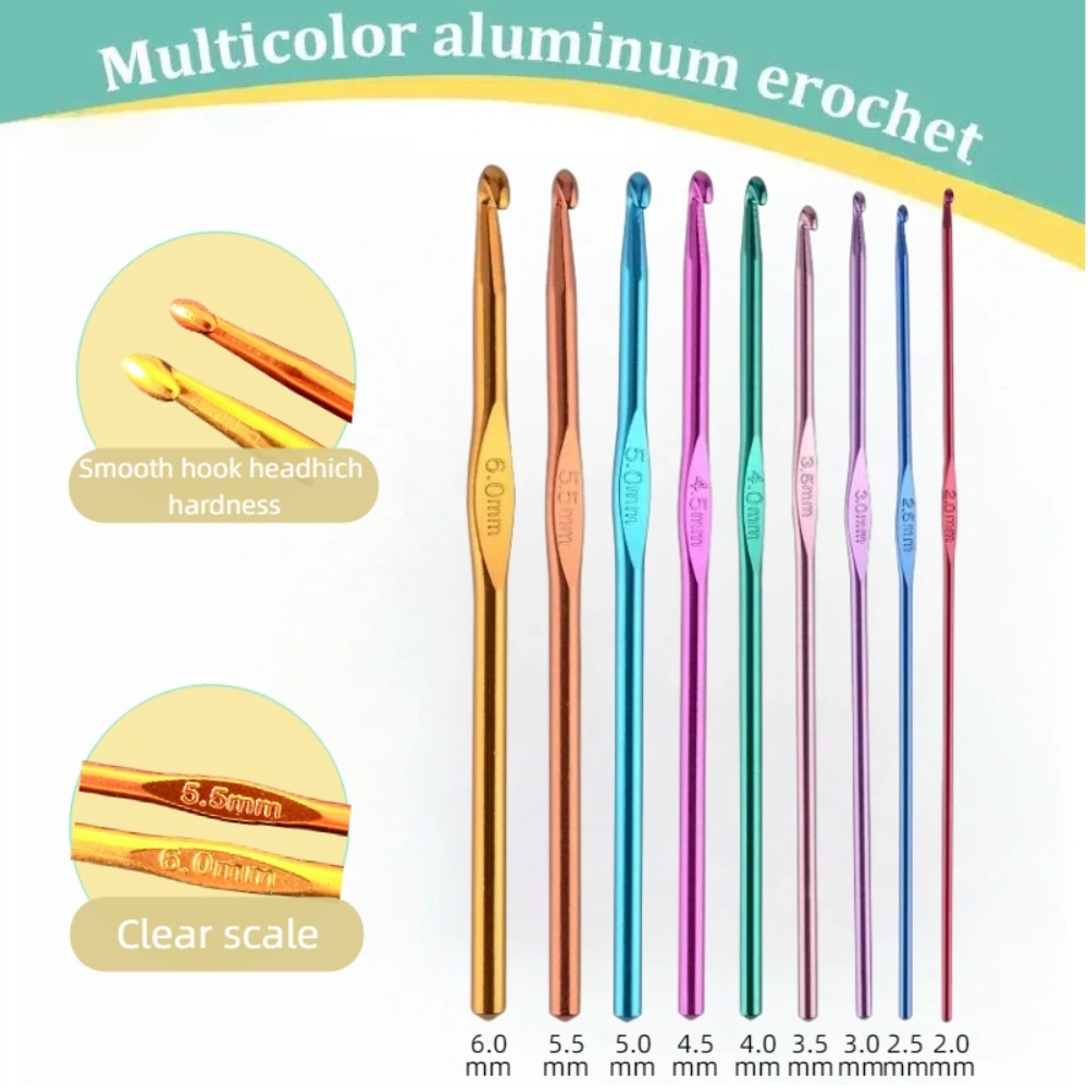 21개 다채로운 알루미늄 코바늘 세트, 여러 색상의 뜨 - Crochet Hook Set 리뷰 및 가격
