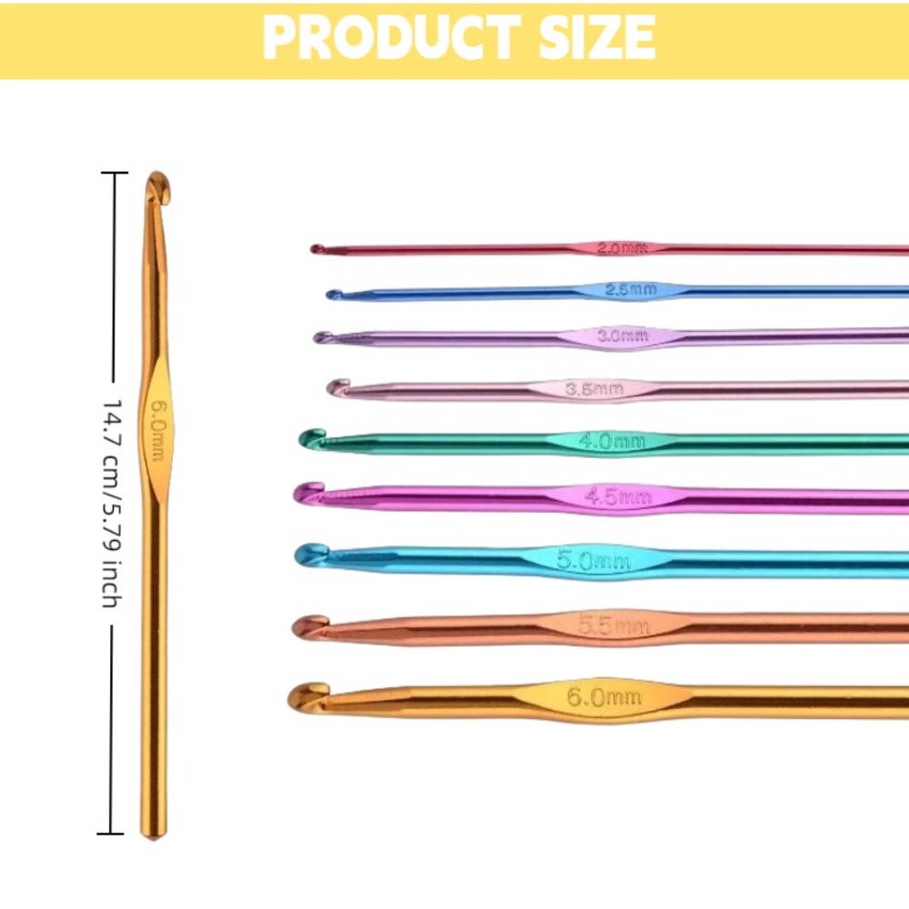 21개 다채로운 알루미늄 코바늘 세트, 여러 색상의 뜨 - Crochet Hook Set 리뷰 및 가격