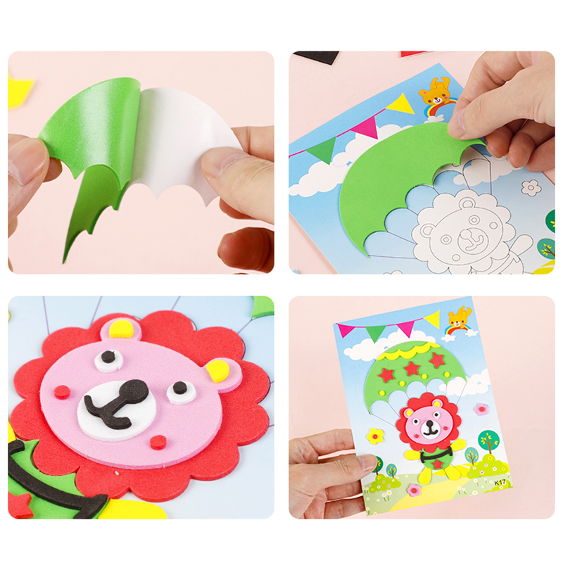 3D EVA 폼 스티커 퍼즐 게임 DIY 만화 동물 학 - Art Craft Toddlers 리뷰 및 가격